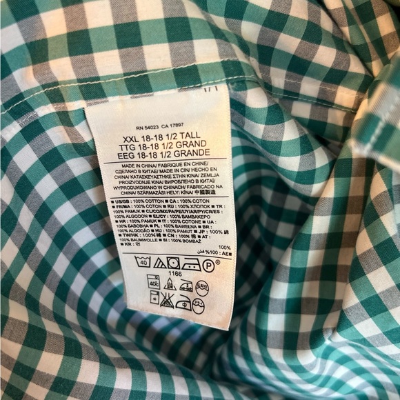 Banana Republic Men’s Shirt XXL Slim Fit Green White Check Long Sleeve Button - Picture 4 of 6